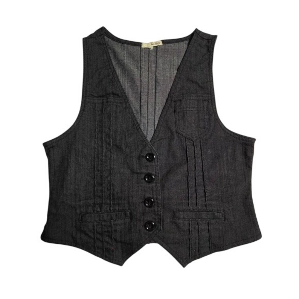 y2k dark jean cotton vest. Twee, indie sleaze, steam punk
